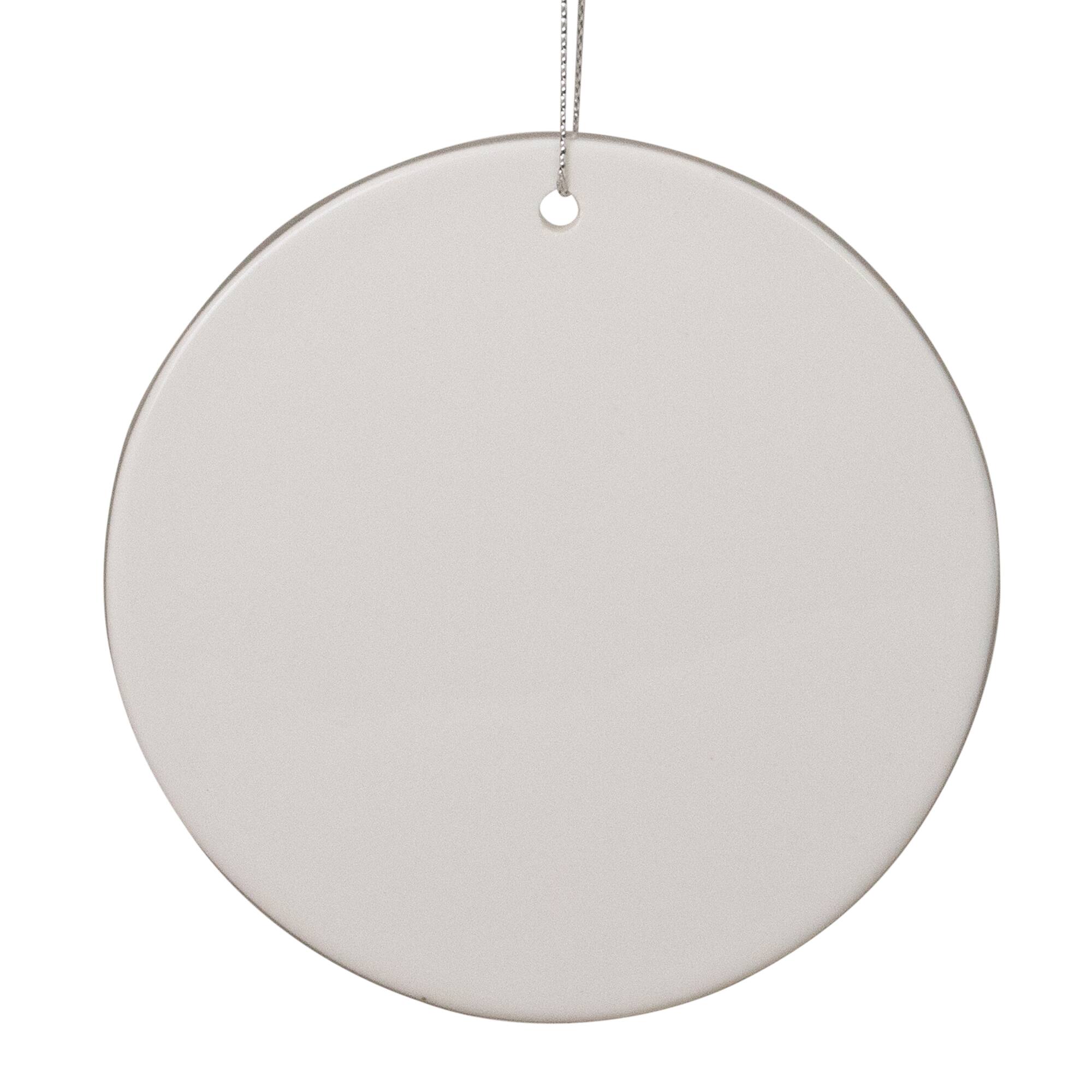 White & Silver Porcelain Arctic Fox Disc Ornament